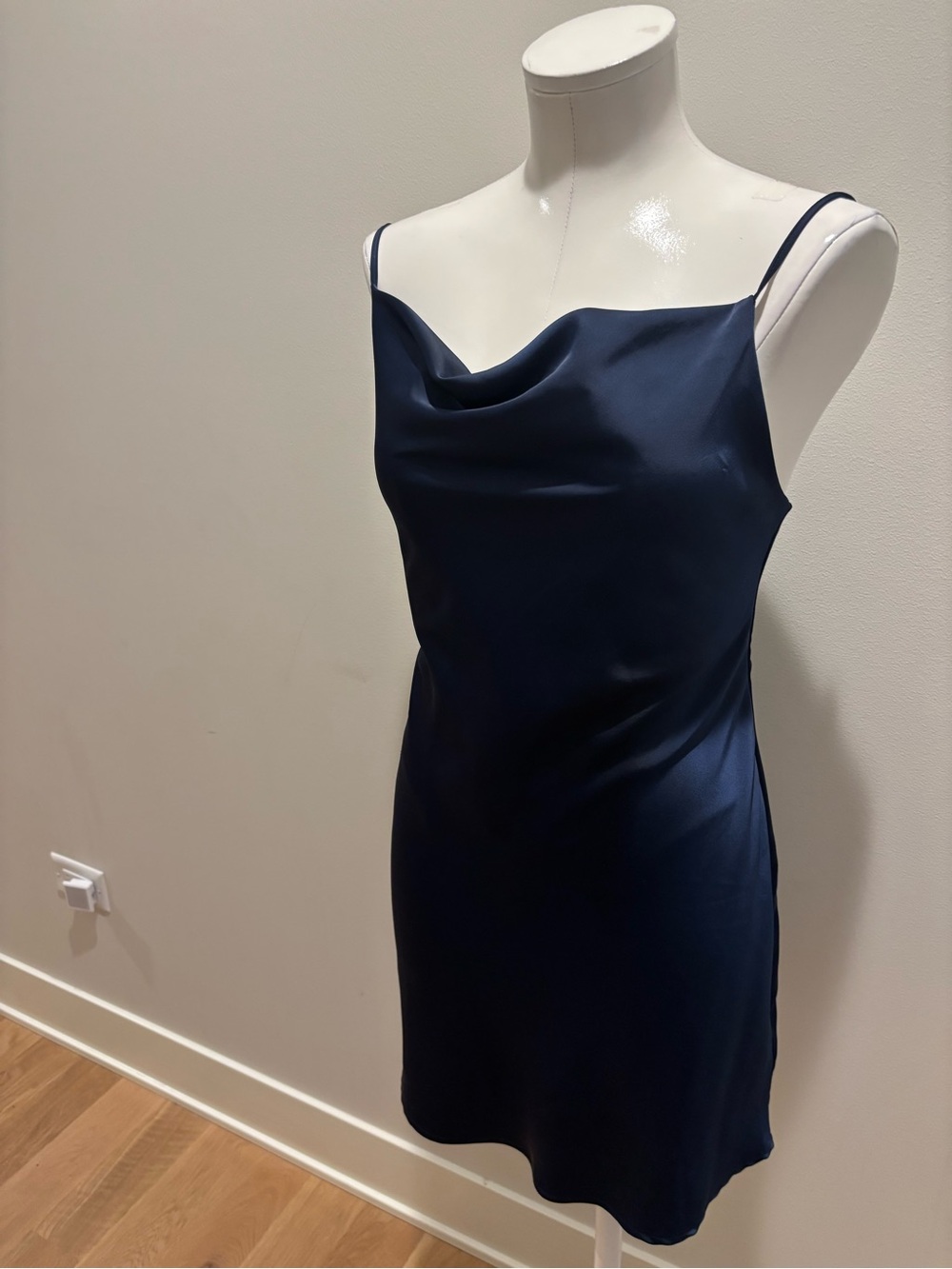 Urban Outfitters Navy Satin Slip Mini Dress - Picture 4 of 6